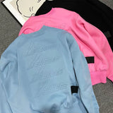 We11done Hoodie Long Sleeve Three-Dimensional Relief Loose round Neck Men's Women's Pullover