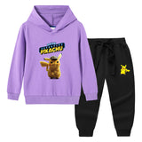 Children Pokemon Pikachu Hoodie & Pant Set Hooded Sweater Trousers Two-Piece Baby Cotton Sweater Set