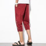 Linen Pants Straight Leg Pants Drawstring Lightweight Elastic Beach Pants Summer Loose plus Size Men's Casual