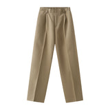 Men Suit Pants Loose Straight Mid-Waist Drape Casual
