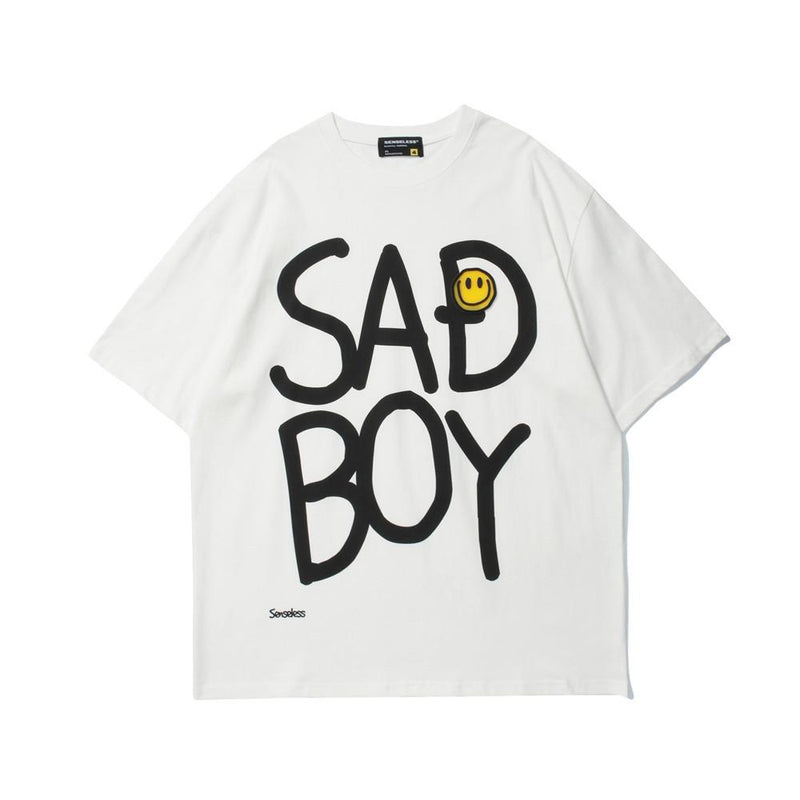 Men's T Shirt Summer Casual Tops Smiley Face Letter Print Short-Sleeve T-shirt Men's Half Sleeve Trendy Loose Half Sleeve