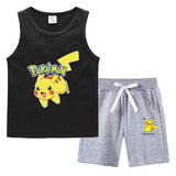 Children Pokemon Pikachu Tshirts & Shorts Vest Middle Pants Sports Casual Thin Two Pieces