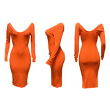 Large V-neck Strapless Thread Slim-Fit Sexy Dress