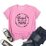 Boy Mama T Shirt Blessed Mama Printed Short Sleeve round Neck T-shirt