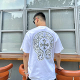 CHH Chrome Heart T Shirt Spring and Summer Hand Painted Graffiti Luminous Printed round Neck Short Sleeve T-shirt for Men and Women