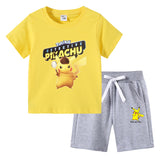 Children Pokemon Pikachu Tshirts & Shorts Cotton Short Sleeve Shorts Two Pieces Neutral