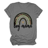 Boy Mama T Shirt Camouflage Leopard Print Rainbow Mother's Day T-shirt