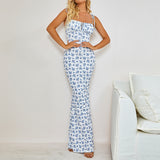 Summer Sexy Floral Pleated Backless Suspender Dress for Women