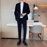 Double Brewed Seersucker Suit Spring Men Leisure Suit