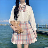 Preppy Aesthetic Outfits Shirt JK Plaid Skirt Preppy Style Suit Business Attire