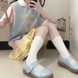 Gothic Lolita Harajuku Style Clothing College Style Blue Pink Little Flowers Sweater Vest