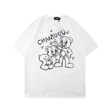 Men T Shirt Summer Casual Tops Cartoon Bear Printed Short Sleeve T-shirt Men's round Neck Half Sleeve Street Fashion Loose