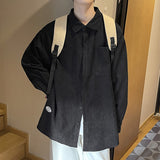 Corduroy Patch Jacket Japanese-Style Retro Corduroy Shirt Men's Long-Sleeved Korean Style Trendy All-Matching Shirt