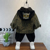 Toddler Boys Jackets Boys' Leopard Print Denim Jacket Spring and Autumn Children's