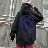 Smiley Face Hoodie Hooded Sweater Men's Fashion Brand Loose Large Size Fall Winter Coat
