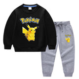 Children Pokemon Pikachu Hoodie & Pant Set Two-Piece Baby Cotton Sweater Set