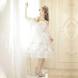 Gothic Lolita Harajuku Style Clothing Light Flower Wedding Lolita Dress Thames God JSK Elegant CLA Tea Party Skirt
