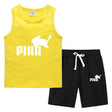 Children Pokemon Pikachu Tshirts & Shorts Summer Vest Middle Pants Sports Casual Sleeveless Two Pieces