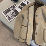 Beth Dutton Outfits Khaki round Neck Lamb Wool Coat Autumn Winter Berber Fleece Top