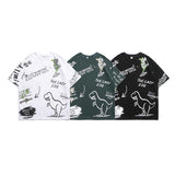 Men T Shirt Summer Casual Tops Men's Clothes Summer Wear Vintage Men's round Neck Short Sleeve Casual Loose Cartoon Dinosaur T-shirt