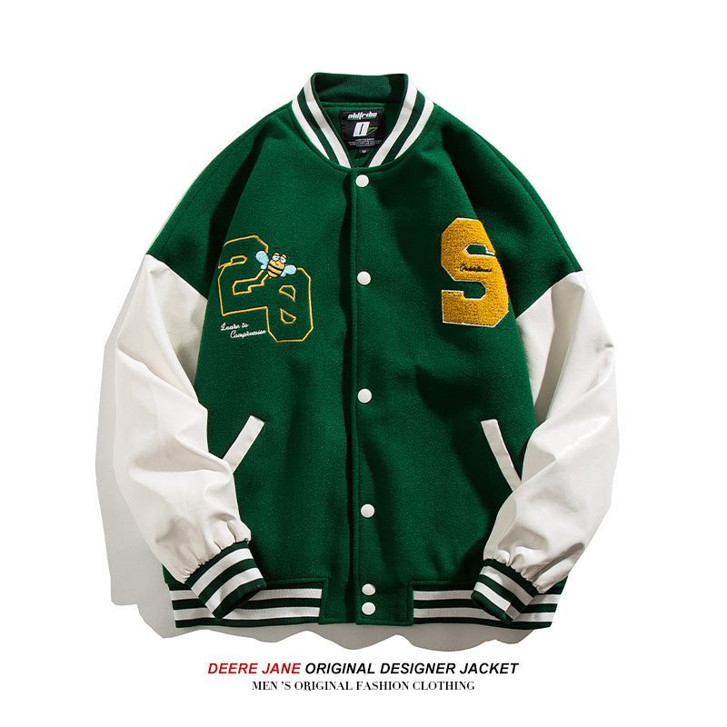 Men's Baseball Jacket Spring Stitching Baseball Uniform Men's Loose Vintage Jacket Jacket