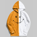 Smiley Face Hoodie Smiley Face Men and Women Stitching Casual Hoodie Sweater