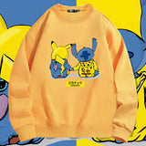 Men and Women Pokemon Pikachu Hoodie Pikachu Joint Name Stitch Back Shadow Crew Neck Pullover Sweatshirt