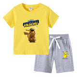Children Pokemon Pikachu Tshirts & Shorts Cotton Short Sleeve Shorts Suit Two Neutral