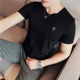 Men Short Sleeve T-Shirt V-neck