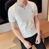 Men Short Sleeve T-Shirt V-neck