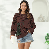 Dinosaur Sweaters Dinosaur Jacquard Pullover Loose Casual Sweater