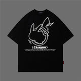 Men T Shirt Summer Casual Tops Cartoon Reflective Printed Short Sleeve T-shirt