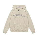 Slogan Graphic Hoodie Hooded Cardigan Sweater Men's and Women's Letter Embroidery Coat