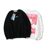 Off White Sweatshirts Long Sleeve round Neck Neck Neck Sweater for Men and Women