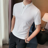 Men Short Sleeve T-shirt Casual Polo Collar T-shirt