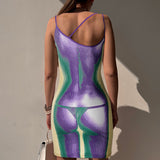 Body Fitting Dresses Slim Dress V-neck Strap Printed Dress