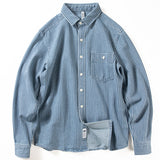 Denim Shirts Heavy Denim Shirt Men's Long Sleeve Casual Coat Top Loose