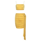 Women Top & Skirt 2 Piece Set Spring/Summer Camisole Slim Fit Sheath Skirt Suit