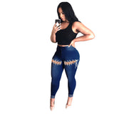 Women Plus Size Jeans High Waist Slim-Fit Lace Up Denim Pants