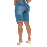 Women Plus Size Denim Shorts Hole Denim Hot Pants