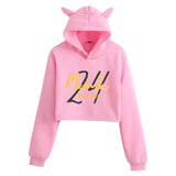 In Memory of Kobe Hoodie Kobe Peripheral Printing Casual Women Navel-Exposed Cat Ear Sweater