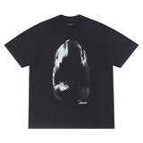 Present T Shirt Shark Vintage Print Distressed round Neck Loose