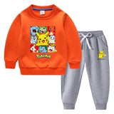 Children Pokemon Pikachu Hoodie & Pant Set Fleece Lined Padded Warm Keeping Winter Clothes Sweatershirt Suit