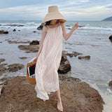 Fairy Dress Summer Strap Fairy Dress French Style V-neck Backless Beach Dress