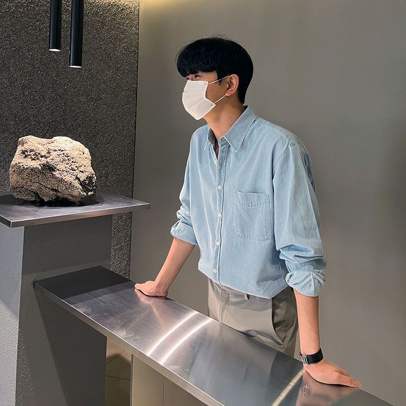 Denim Shirts Men's Autumn Loose Long Sleeve Shirt Coat