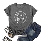 Boy Mama T Shirt Blessed Mama Printed Short Sleeve round Neck T-shirt