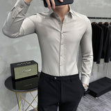 Men Shirts Business Slim-Fit Long-Sleeved Shirt