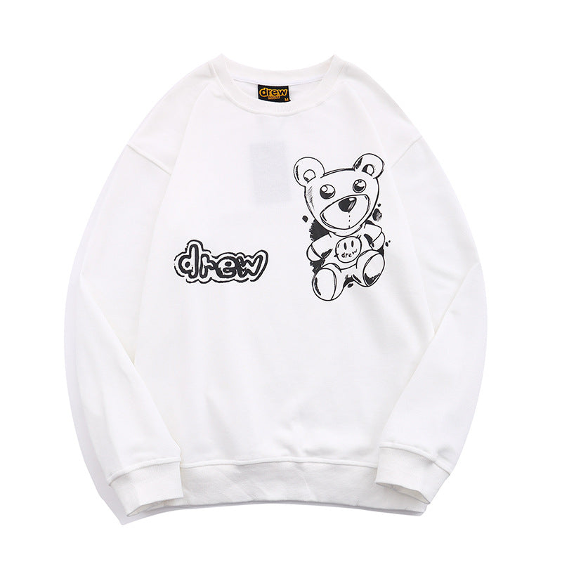 Justin Bieber Drew House Sweatshirts Bear Letter Print Loose round Neck Sweater