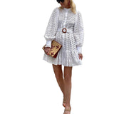 Women Bohemian Dress Spring and Summer Women's Clothing round Neck Short Sleeve Dress