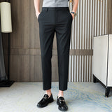 Men Trousers Suit Pants Men's Solid Color Simple